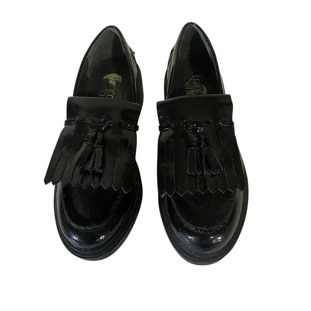 Franco Sarto Womens Kili Purple Patent Loafers Shoes 7 Medium Black Platform - Image 6