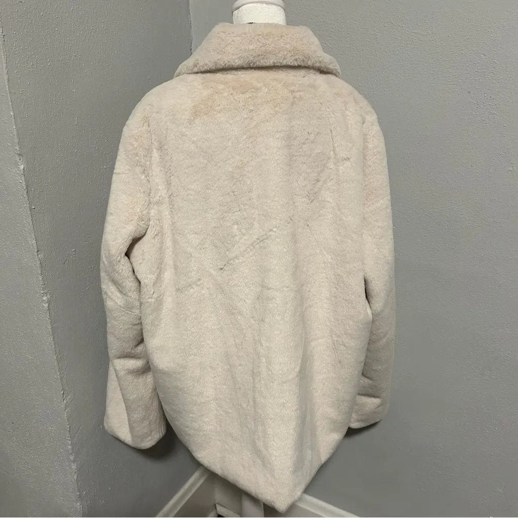 Express Cream faux fur over coat - Image 4