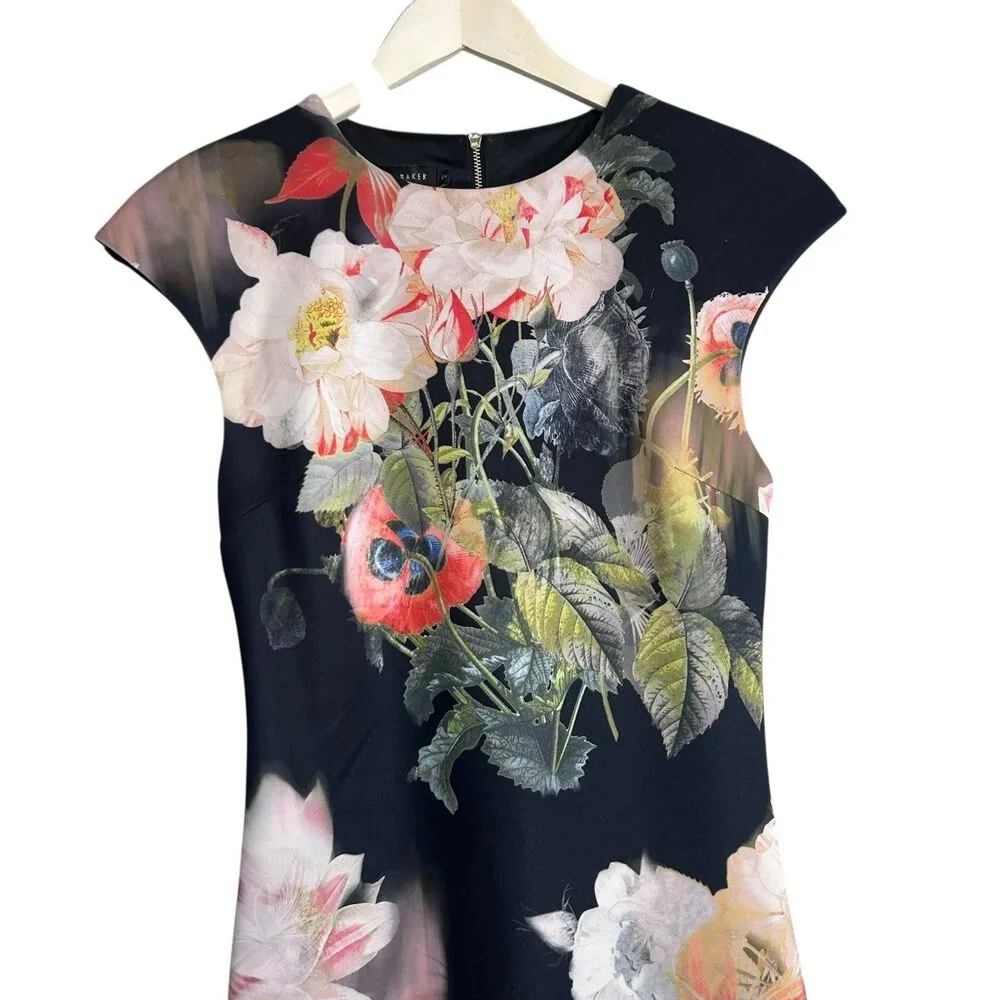 Ted Baker London Dress Womens 2 / 6 US Candiss Opulent Bloom Floral Print Midi - Image 2