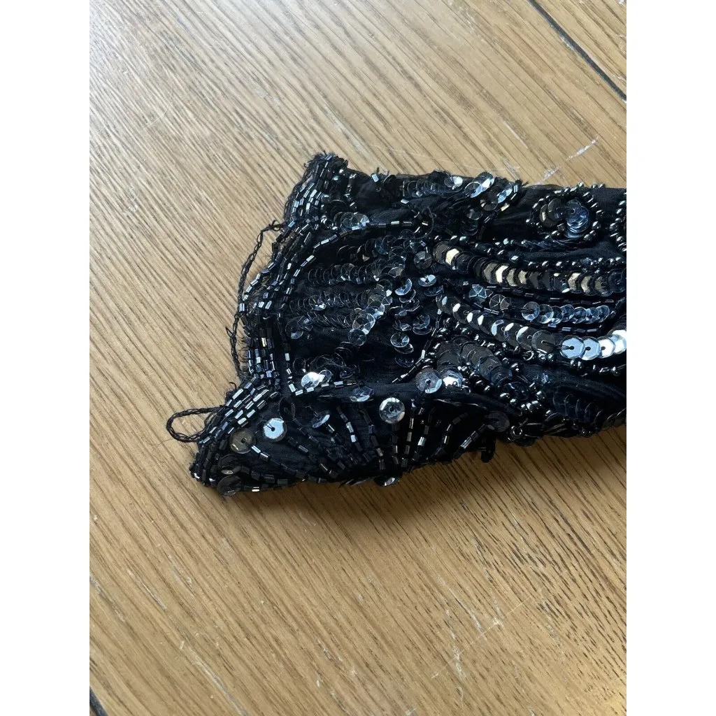 Laurence Kazar Black Silk Beaded Blouse Shirt Top Evening Size Small Luxury - Image 14