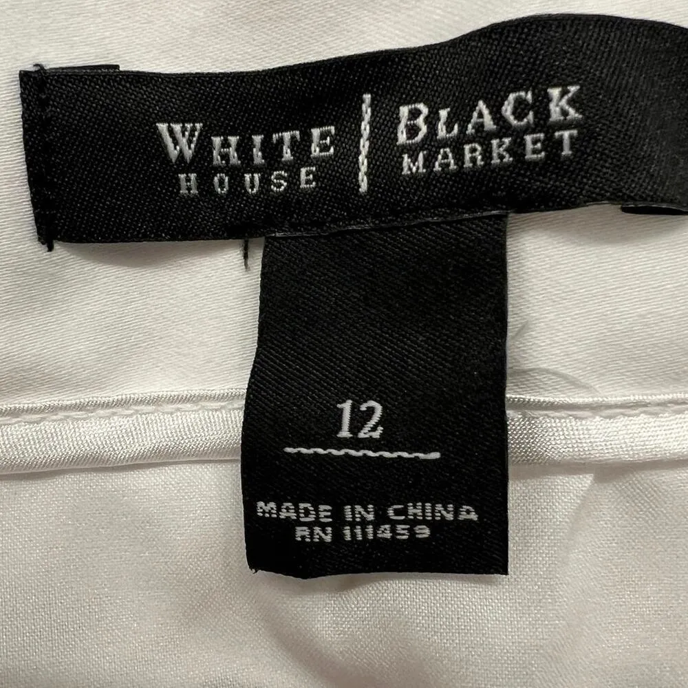 White House Black Market Embroidered Silver Studded Short Pencil Skirt Size 12 - Image 7