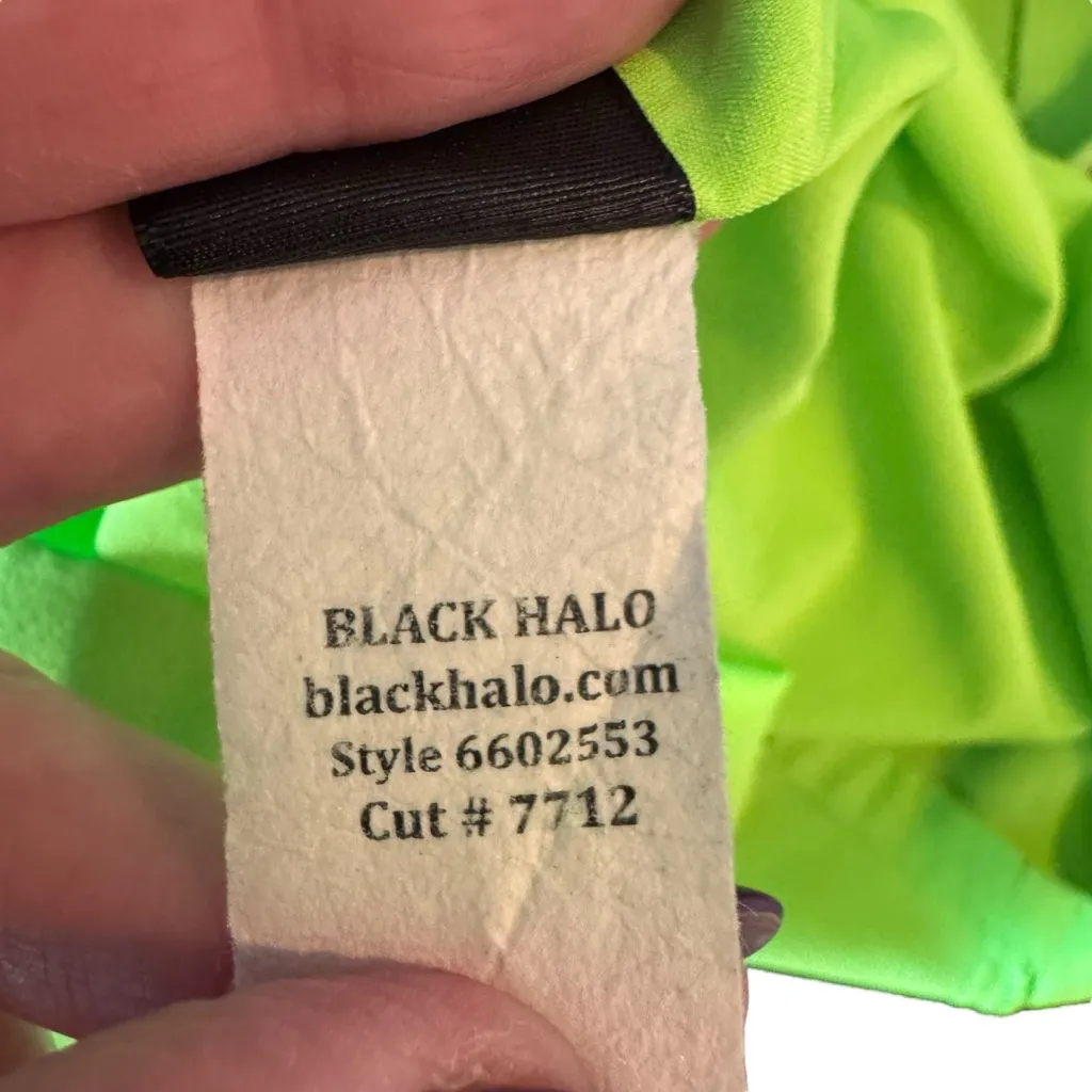 Black Halo - Cooper One-Shoulder Sheath Dress Neon Lime Green Sz 10 - Image 12