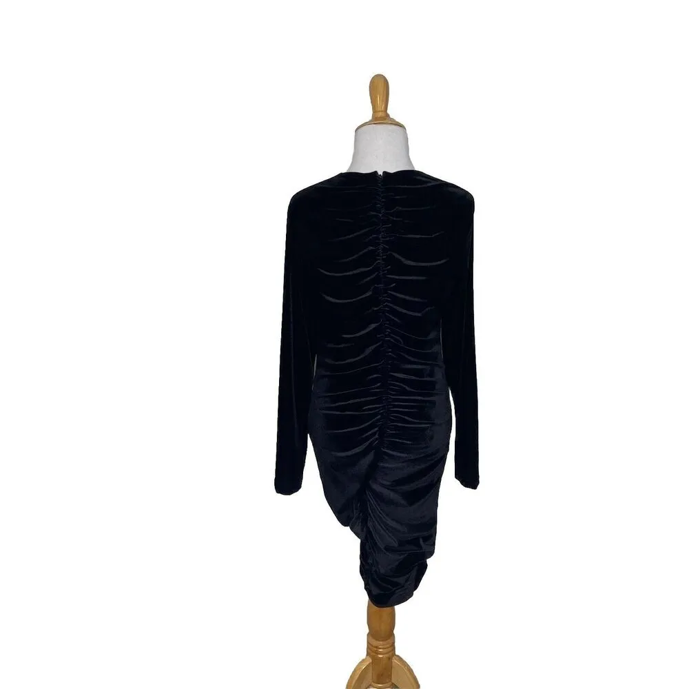 Bardot Karen Bodycon Ruched Velvet V neck Long Sleeve Dress Brand New. Size 8 M - Image 3