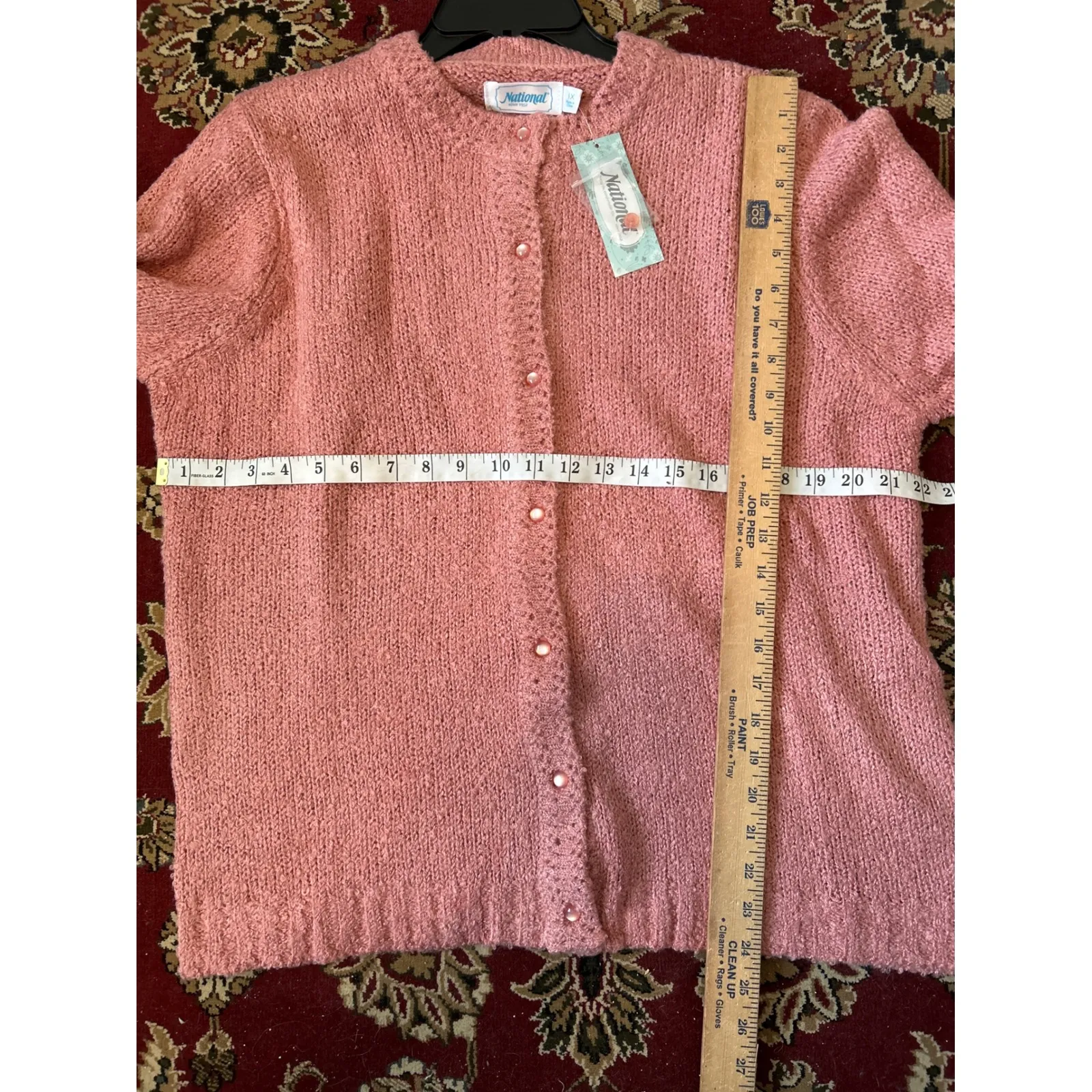 National Pink‎ Knit Button Front Cardigan Sweater Women's 1X Textured - Image 5