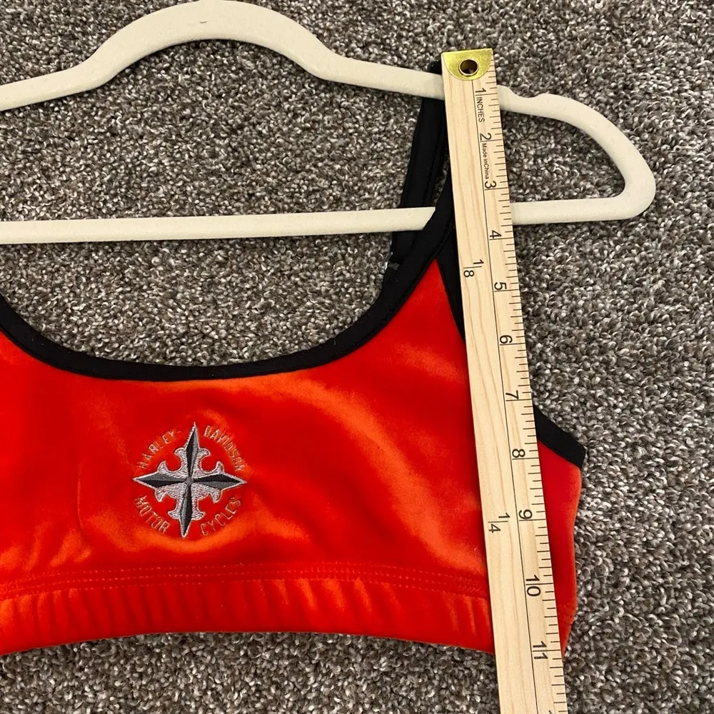 Harley Davidson Logo Vintage Velvet Sports Bra Top - Image 5