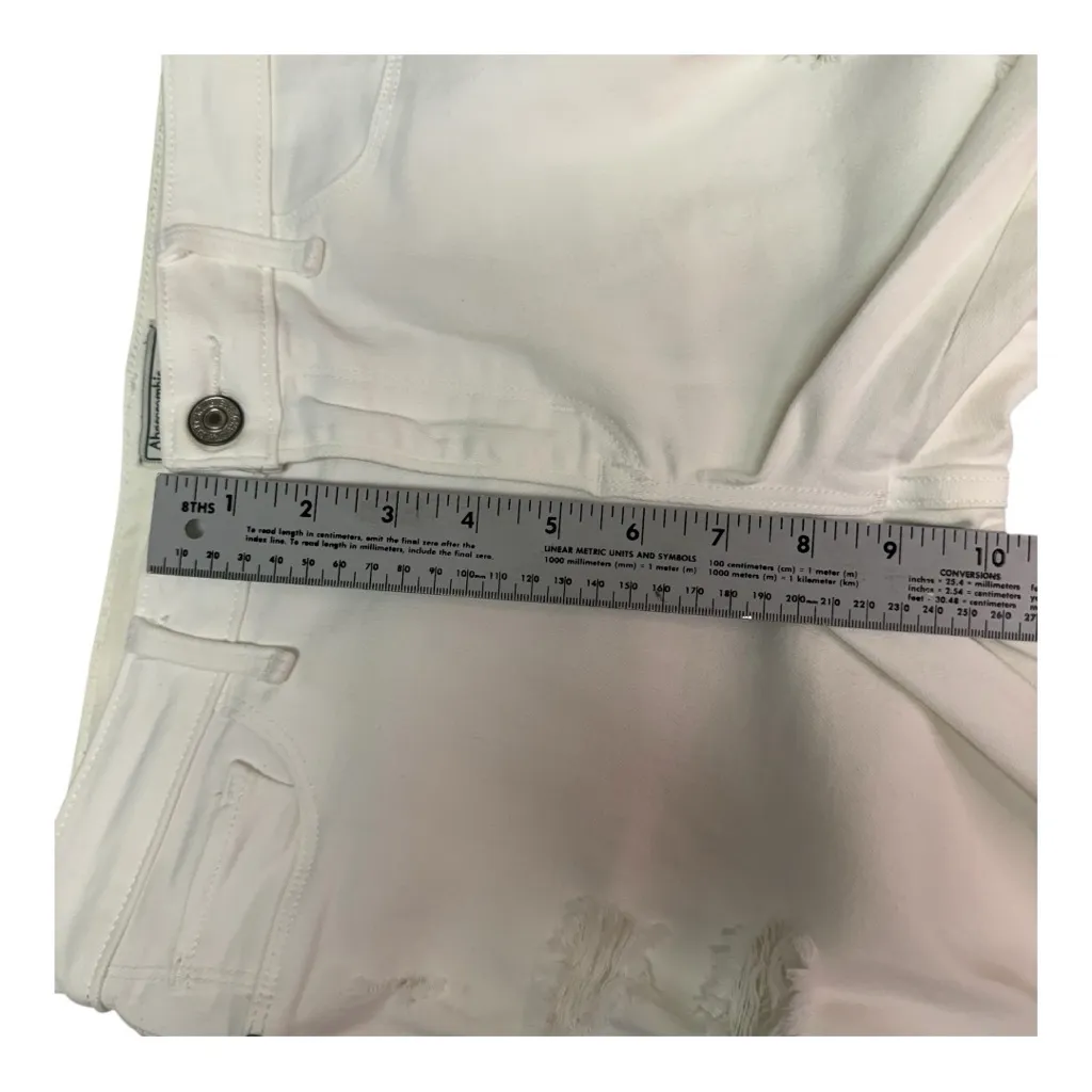 Abercrombie Fitch Harper Low Rise Ankle White Distress‎ Floral Embroidered Sz 27 - Image 10
