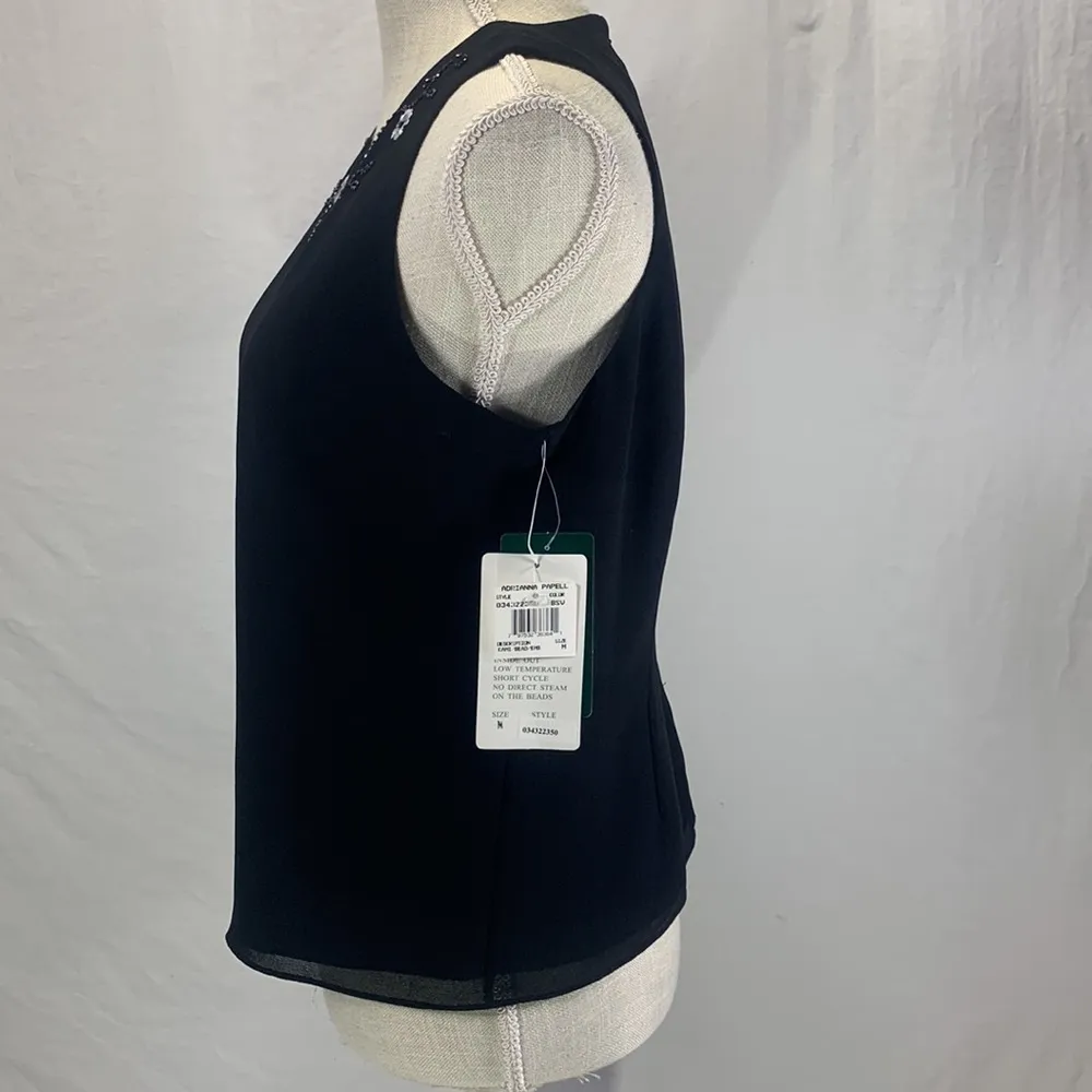 Evening Essentials Beaded and Embroidered Black Cami Medium - Image 5