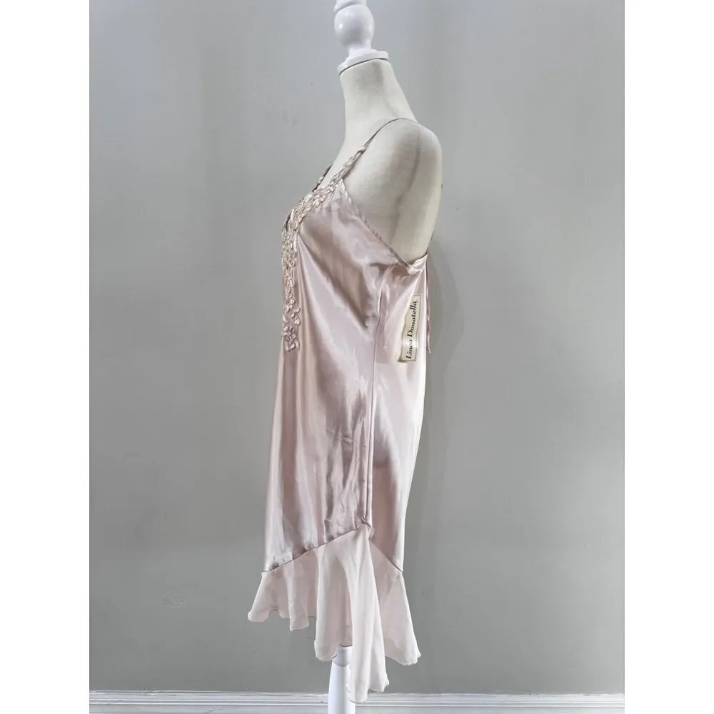 Vintage Linea Donatella Blush Pink Bridal Style Lace Chemise Nightgown medium - Image 5