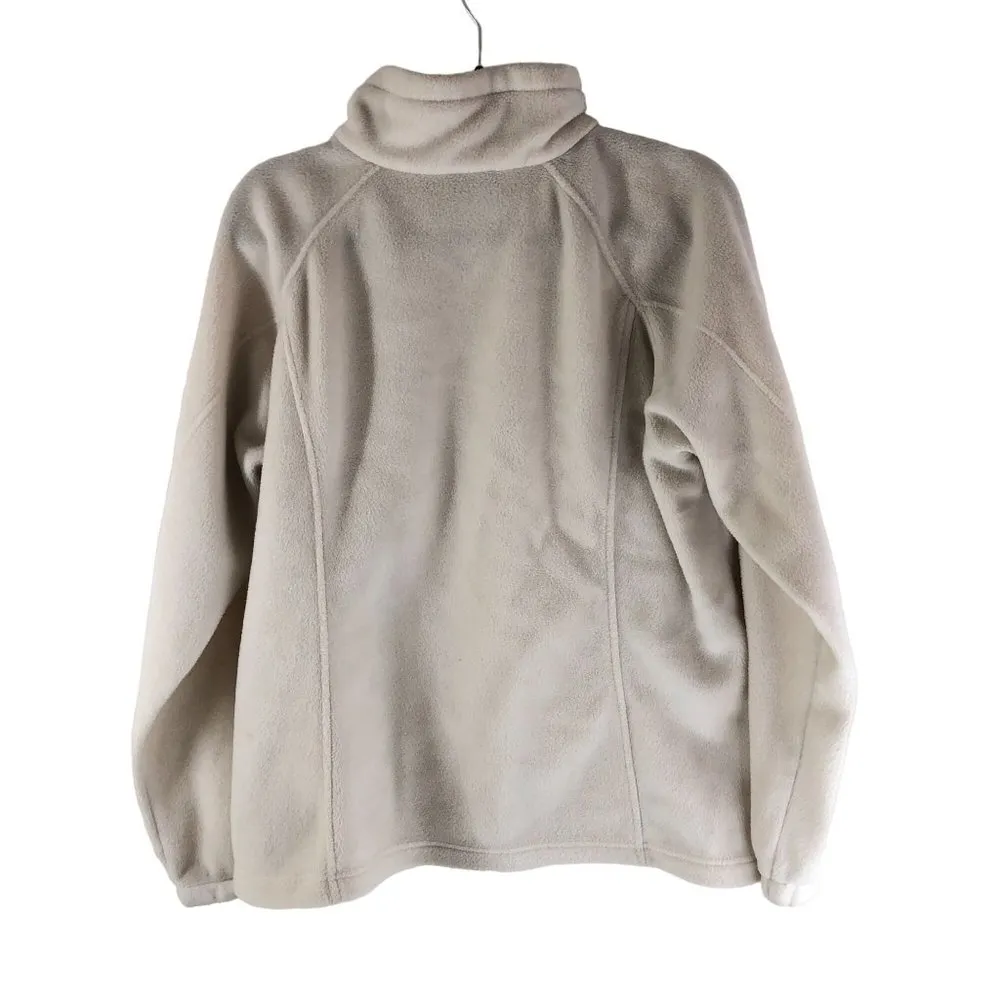 Columbia Womens Fleece Jacket Full Zip Pockets Cinch Waist Ivory 1X - Image 4