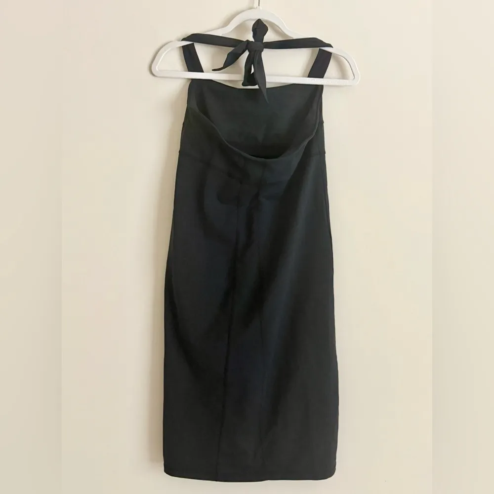 Athleta Black Halter Midi Dress Size M Sporty Tie Back Athleisure - Image 5