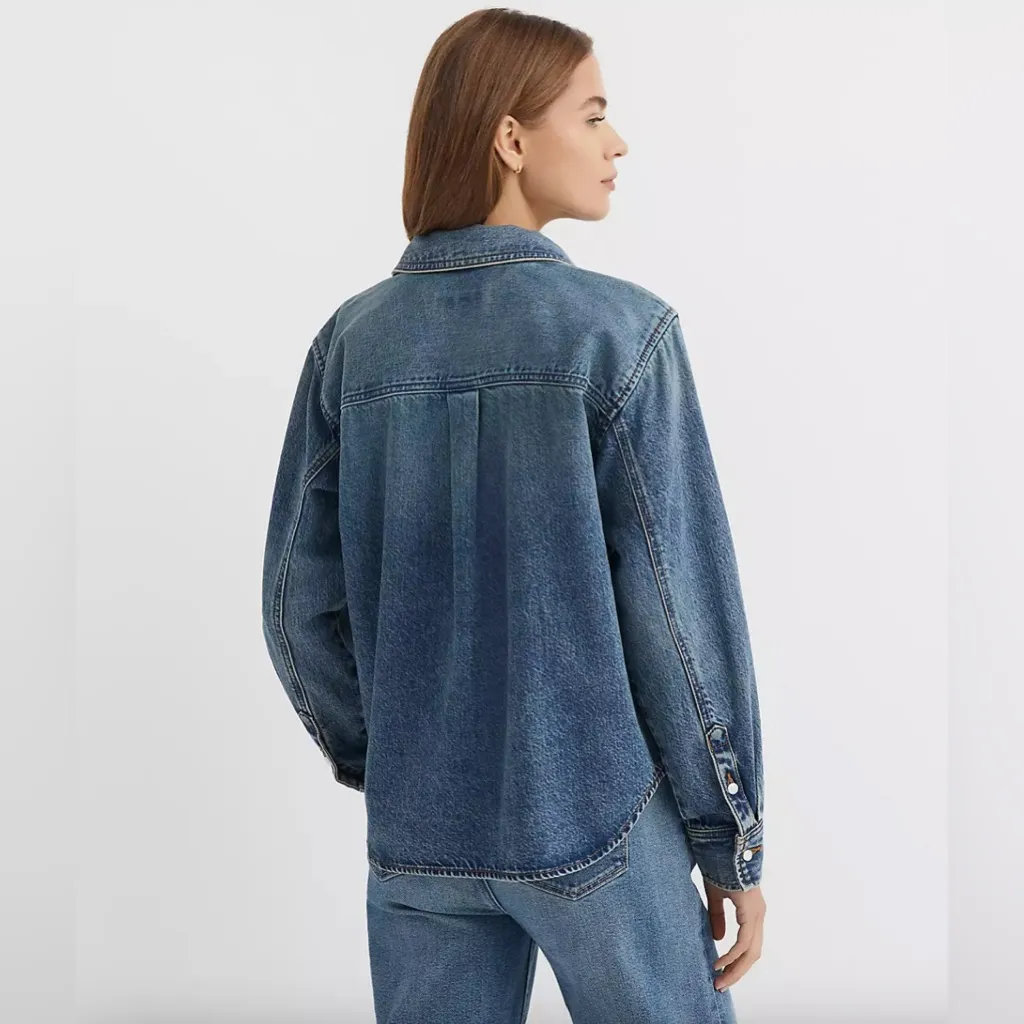 LOFT Blue Denim Button Down Shirt with detachable tie. Size PM. NWT - Image 2