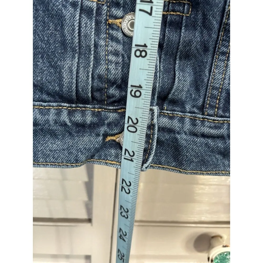 Old Navy Dark Wash Denim Jacket‎ Size Small Pockets Button Up Collar Cotton - Image 4