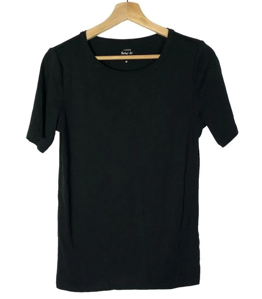 J. Crew Black Perfect Fit Cotton Short Sleeve T-Shirt M - Image 2