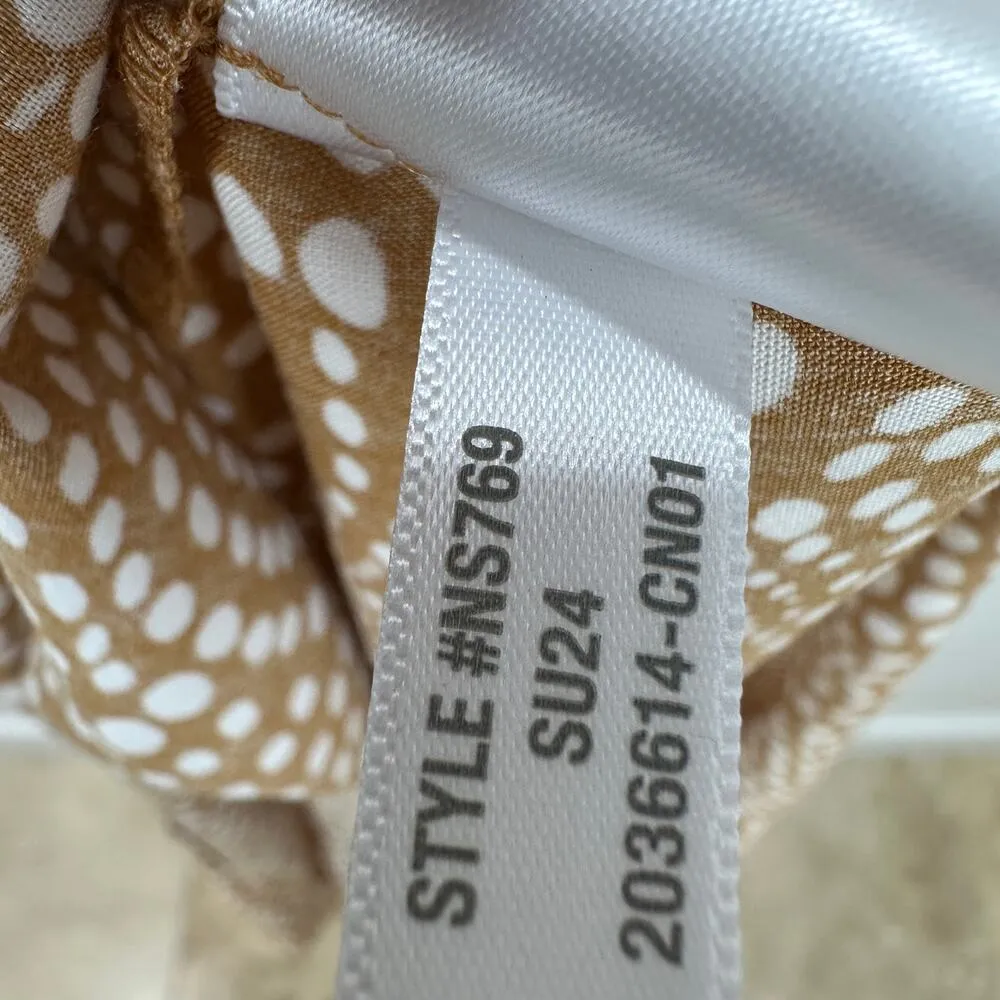 Madewell V Neck Balloon Sleeve Maxi Dress Spiral Dot Tan Smocked Boho US 00 NWT - Image 14