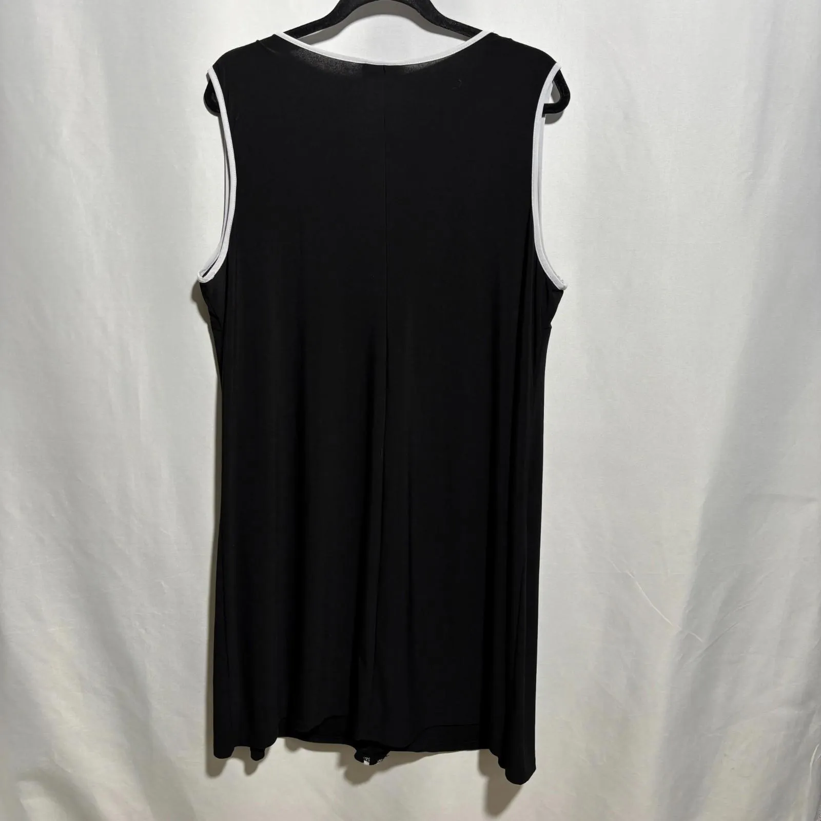 MSK 3X Black Circle Zipper Tank Dress White Trim‎ 90s Y2K Chic City Office Siren - Image 2
