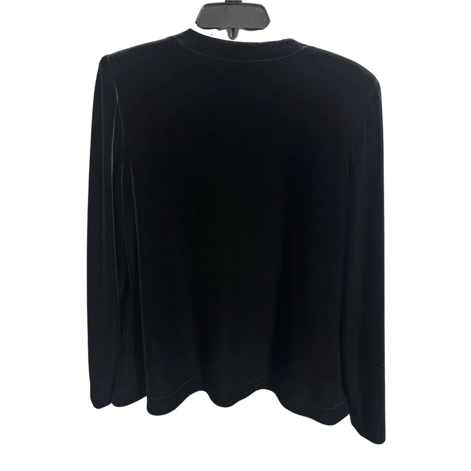 Vtg 90s Alex Evenings Black Velvet Open Front Blazer Size Large Fairy Grunge - Image 2