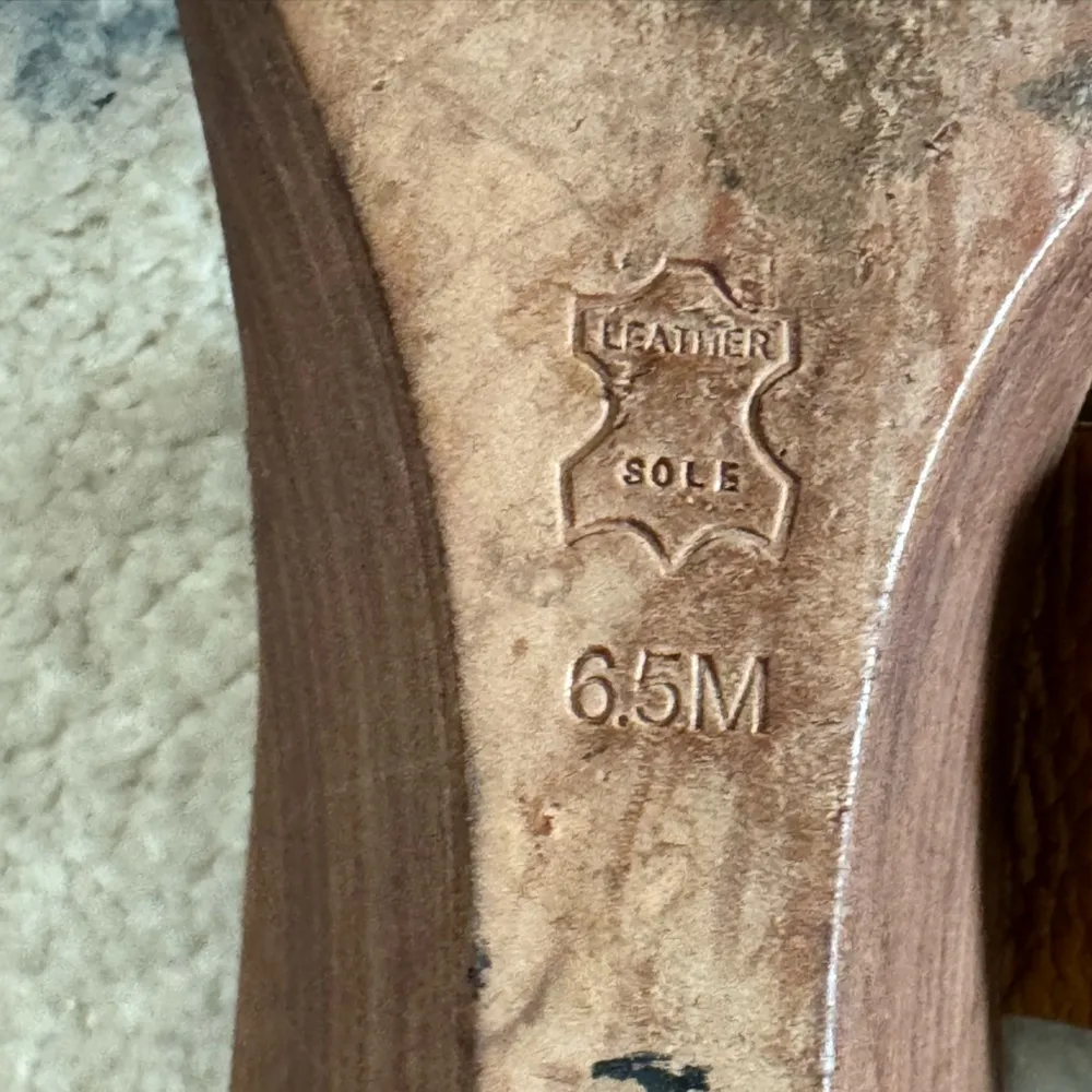 Tory Burch Tan/Brown Leather Wedge Sandals Size 6.5 - Image 9