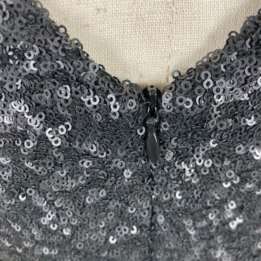 Dress The Population black sequin sheath maxi  long dress womens size L Mob Wife - Image 11