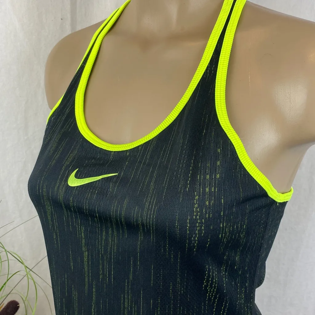Nike Black & Neon Yellow Dri-Fit Sleeveless Racerback Athletic Dress M - Image 3