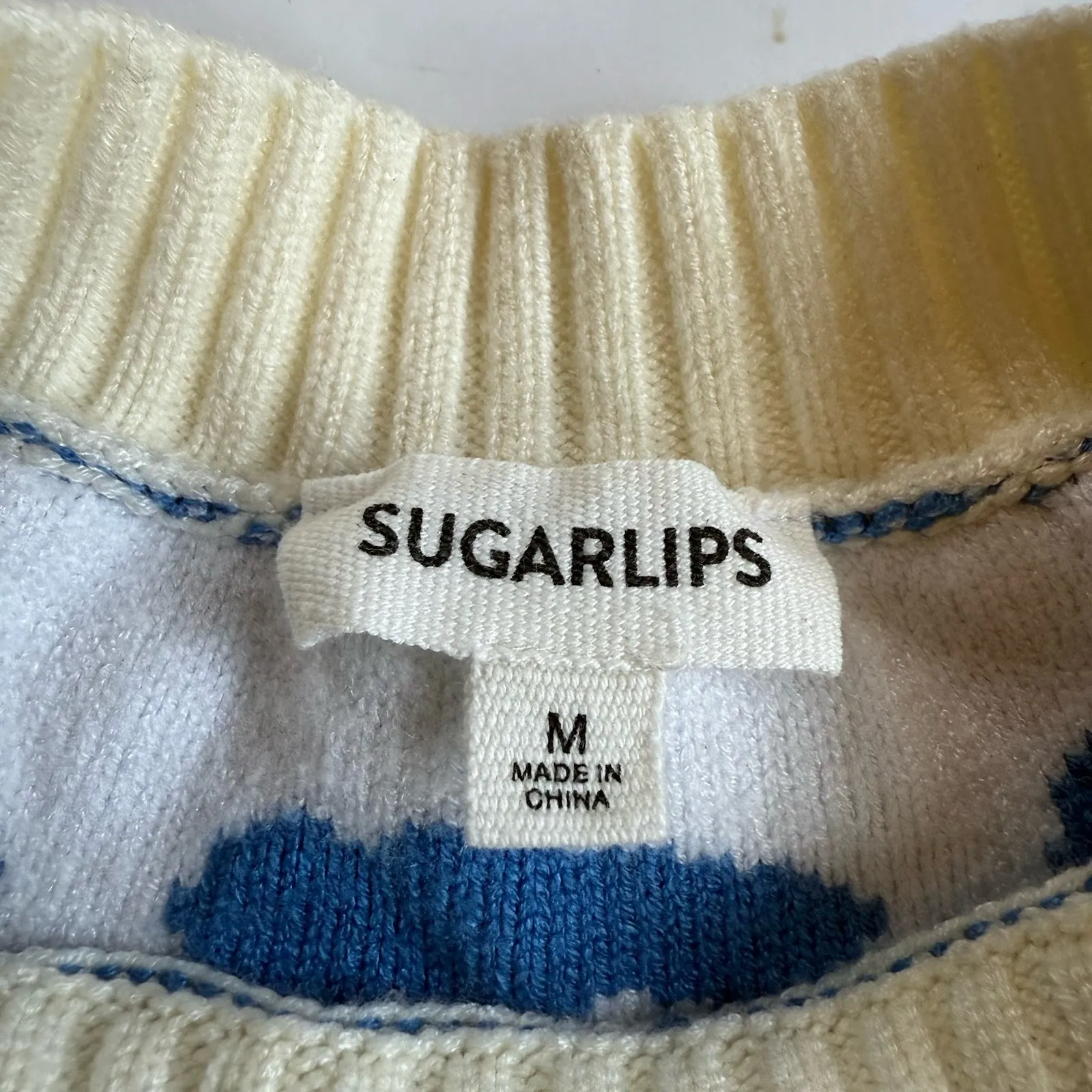 Sugar Lips Sheep Yoke Neck Sweater Top Women M 6 8 Fair Isle Country Pullover - Image 3