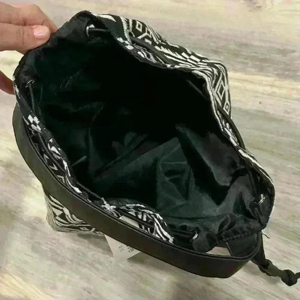 NWT Deb & Dave Woven Cotton Faux Leather Large Shoulder Sling Bag Boho Aztec Black - Image 3