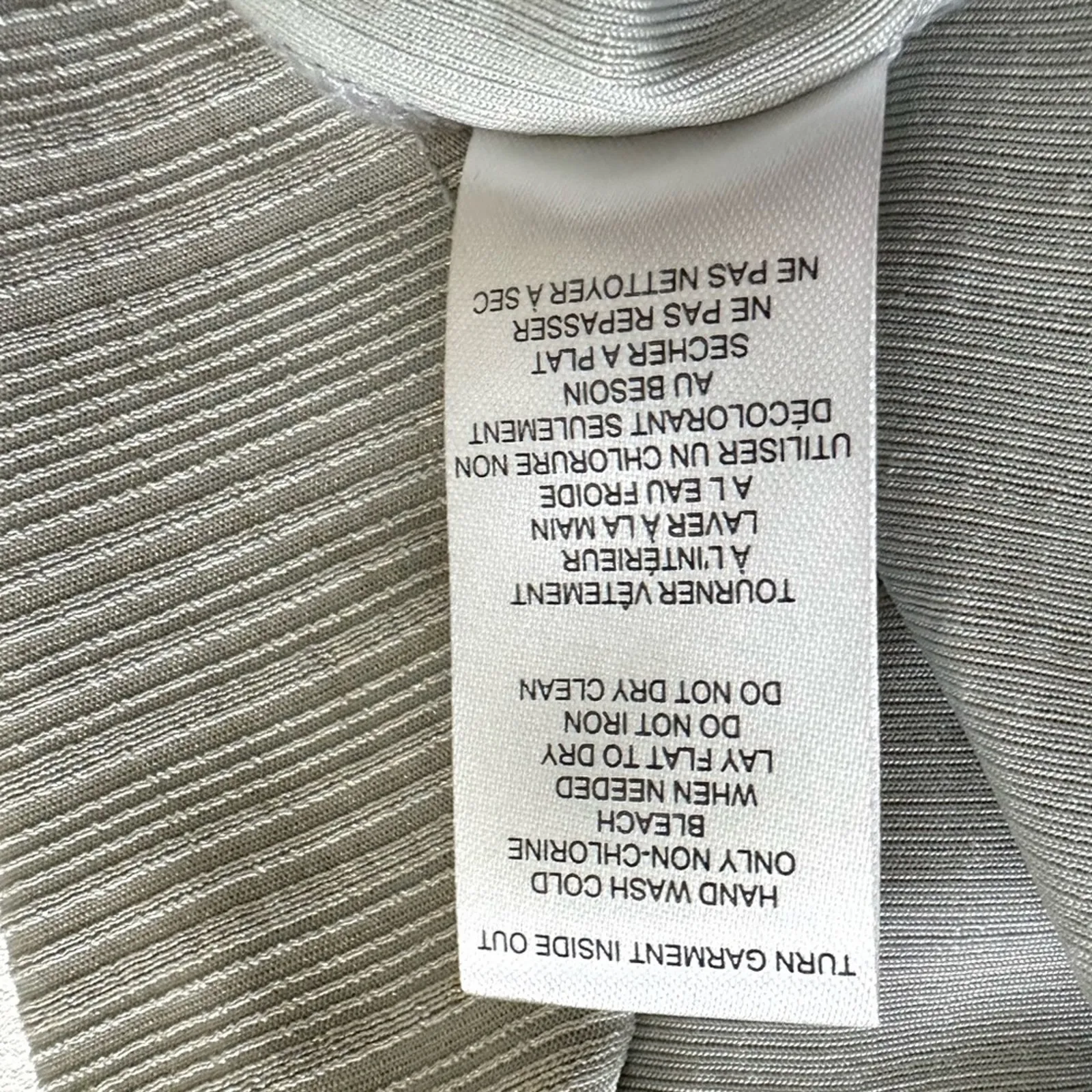 Tahari Blouse Top Taupe Green Gold Sleeveless Ruched Side Asymmetric Small NEW - Image 10