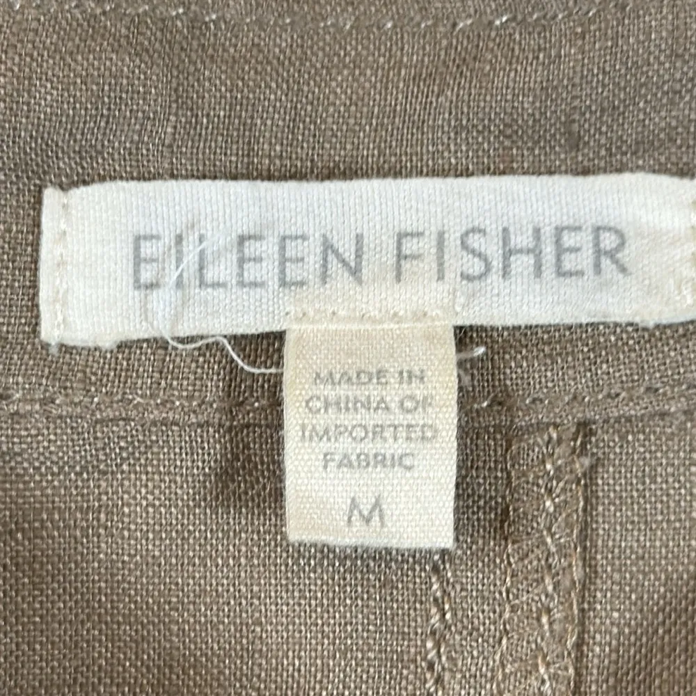 Eileen Fisher 100% Irish Linen Taupe Beige Lightweight Jacket Back Tie Size Med - Image 8