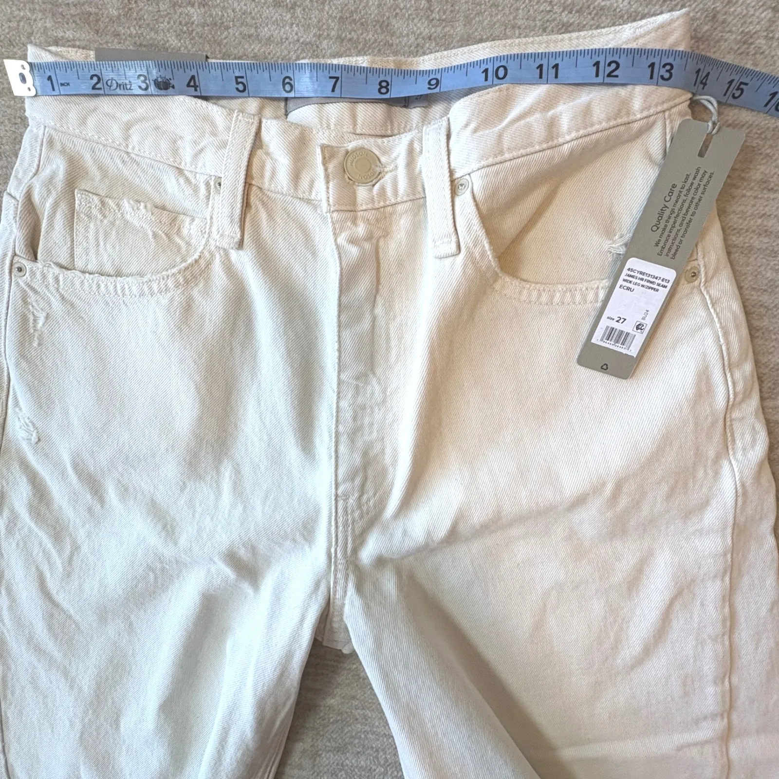 NWT HUDSON James High Rise Wide Leg Forward‎ Seam Ecru Jeans Womens 27 Ret $265 - Image 12