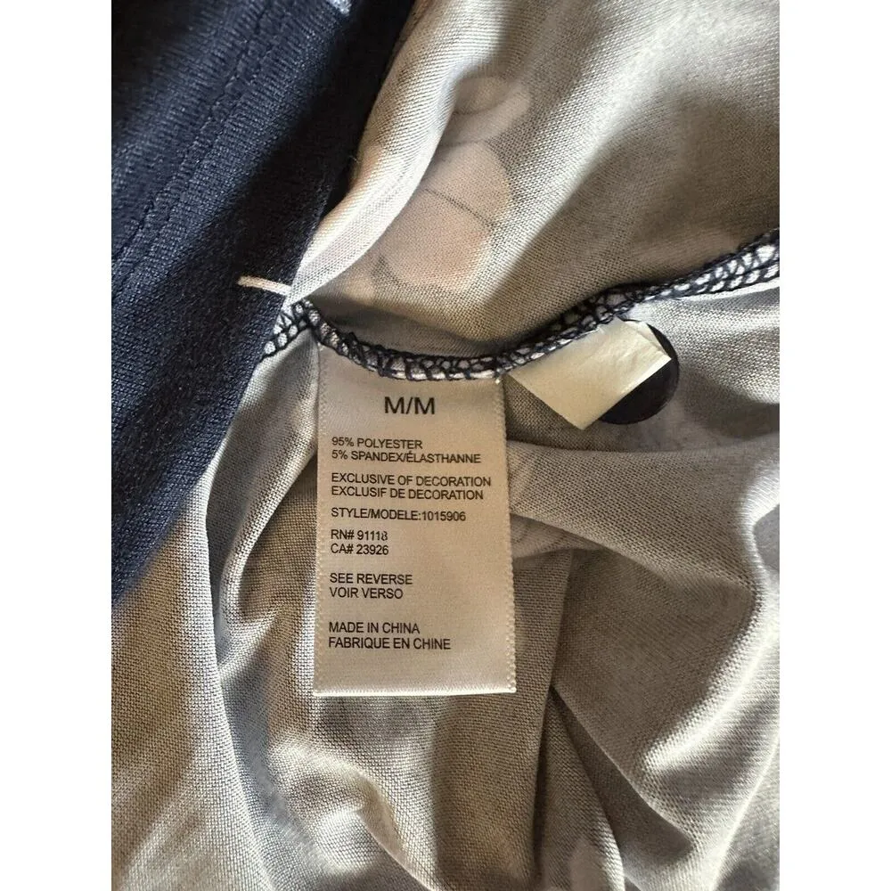 LJONES NEW YORK Navy Blue Floral Print Pajamas Shirt/Short Set Size Medium - Image 7