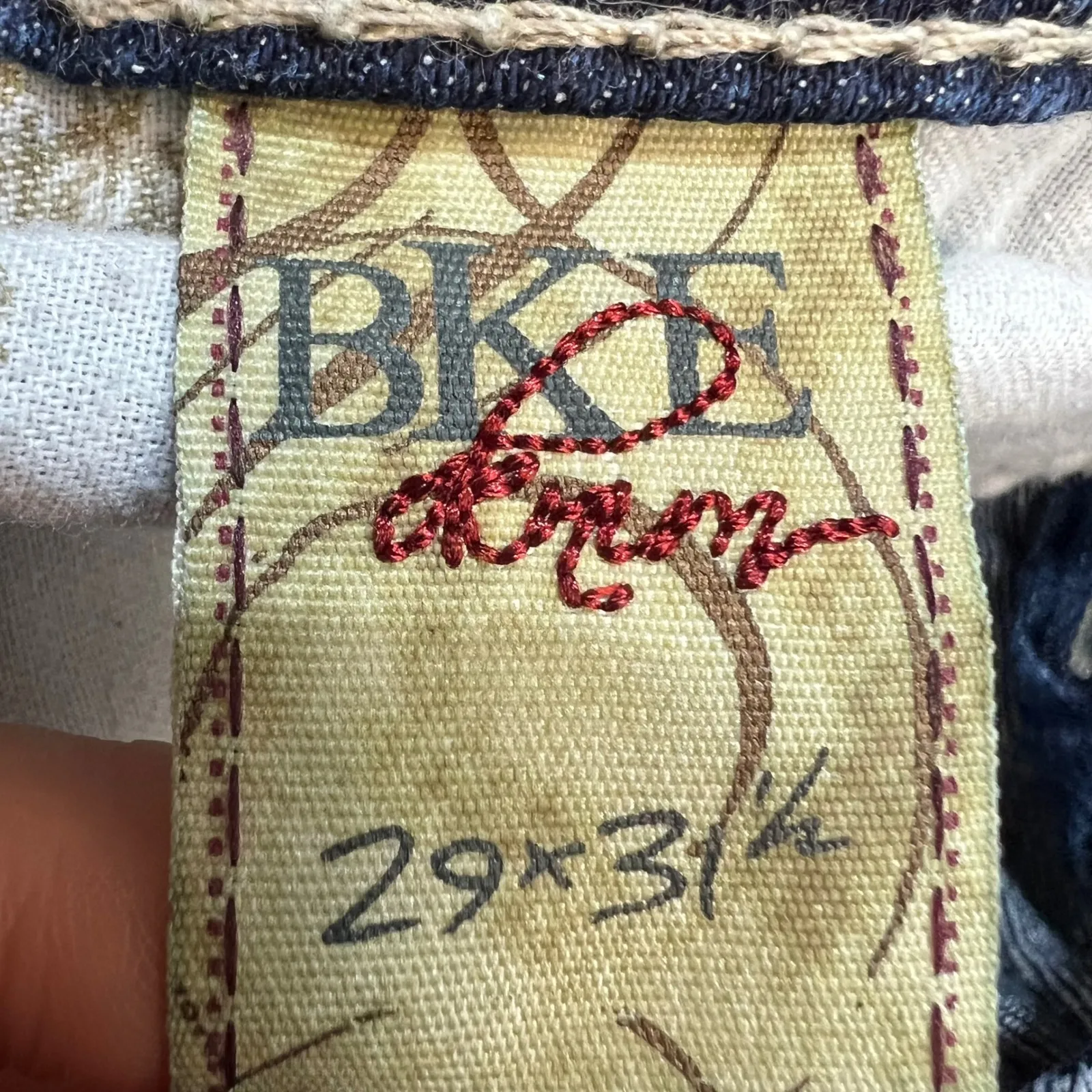 BKE Star Denim Flare Jeans Medium Wash Distressed Back Pockets Sz 29x31.5 - Image 11