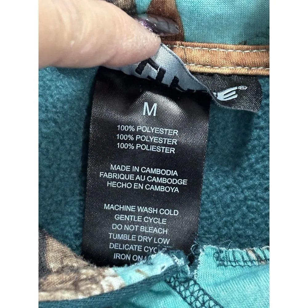 Realtree Green/Teal Pullover Long Sleeve Hoodie Logo Graphic Size Medium - Image 4