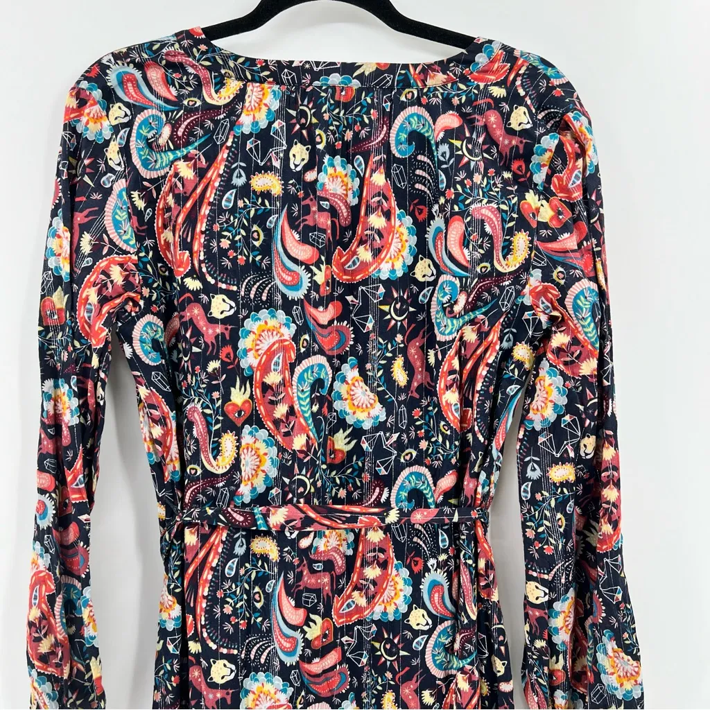 LOFT Shimmer Paisley Tie Neck Midi Dress size Medium NWT - Image 11