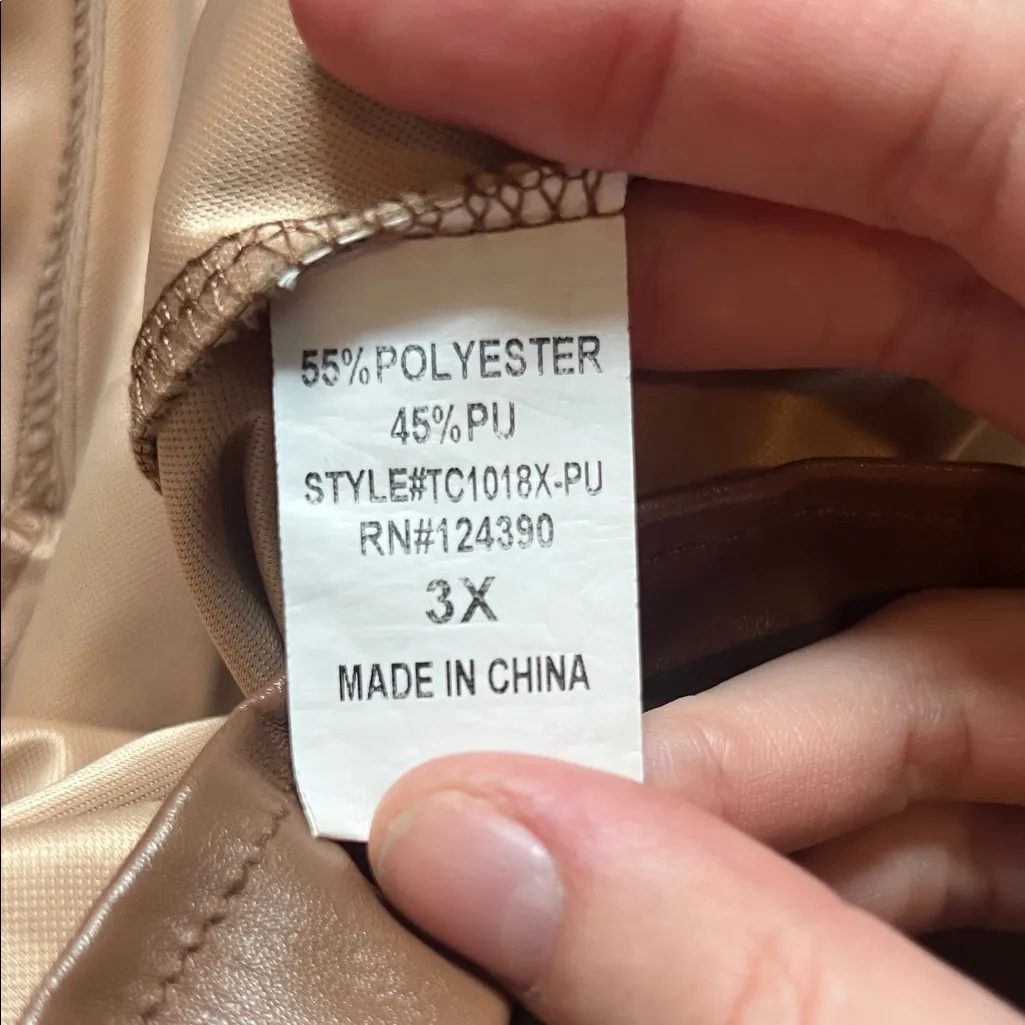 Brown Faux Leather Corset Top Size 3X - Image 5