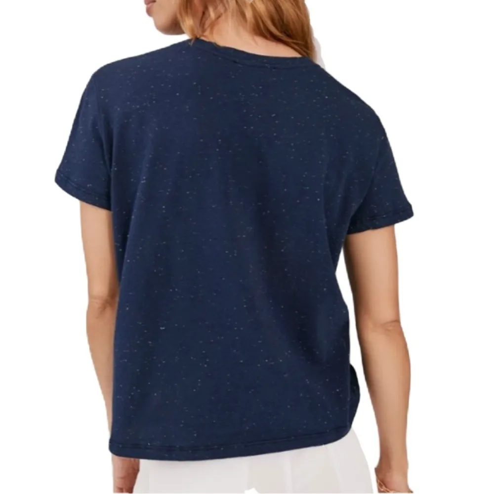 Something Navy Blue Speckled Junko Donegal Crewneck T-Shirt Size M Made In Italy - Image 2