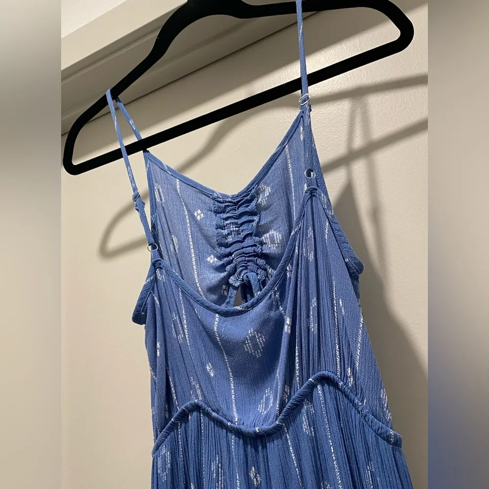 Blue & White Patterned Sleeveless Jumpsuit - S - Image 10