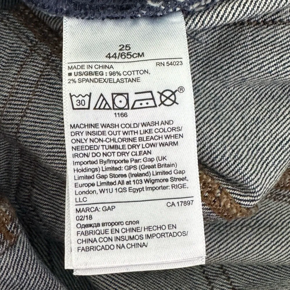 Gap SZ 25 Denim Jean Mini Skirt Button-Front Pockets Frayed Hem Medium Wash Blue - Image 5