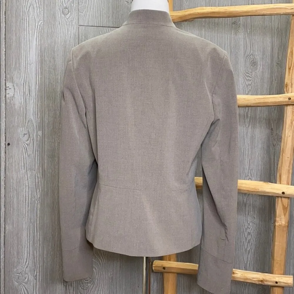 Caslon Taupe Button Blazer Mandarin Collar 8 - Image 4