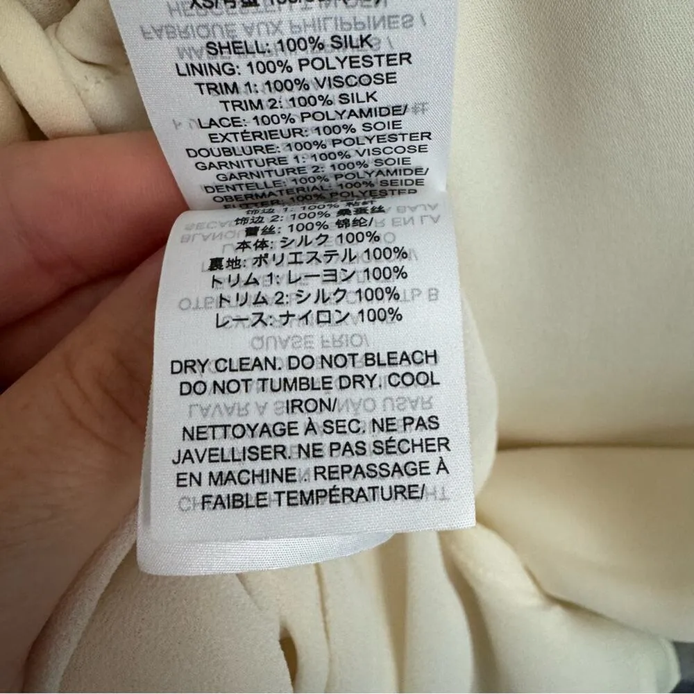 Tory Burch Cream Silk Sheer Willow Long Sleeved Blouse Size XS - Image 10