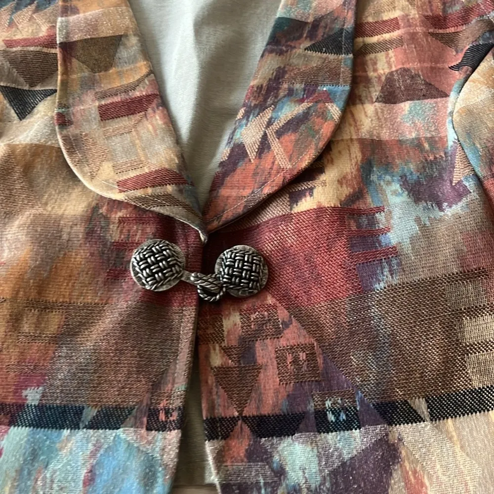 Vintage Roper Southwest Vest 80s Boho Print Hippie Southwestern Vest size 3X - Image 5