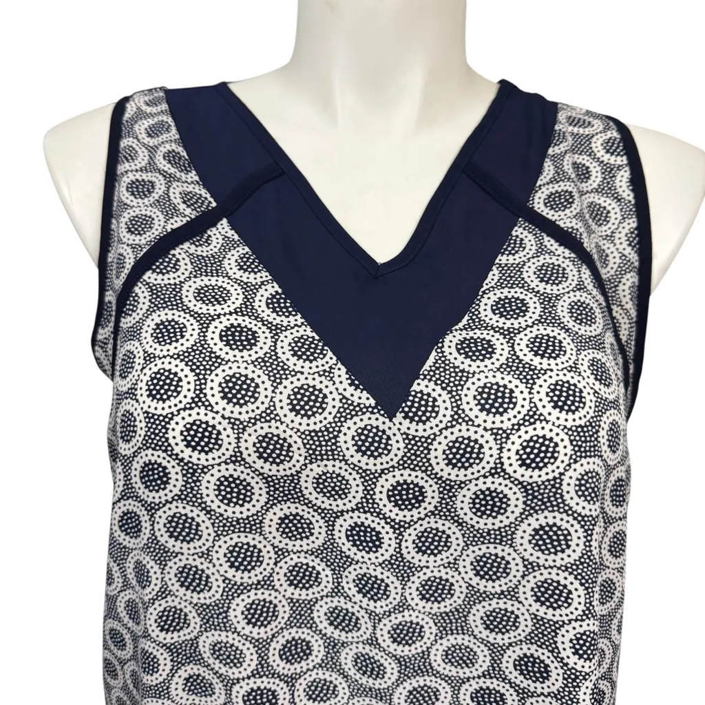 Papermoon Stitch Fix Navy White Geometric Print Sleeveless Blouse Women’s Large - Image 2