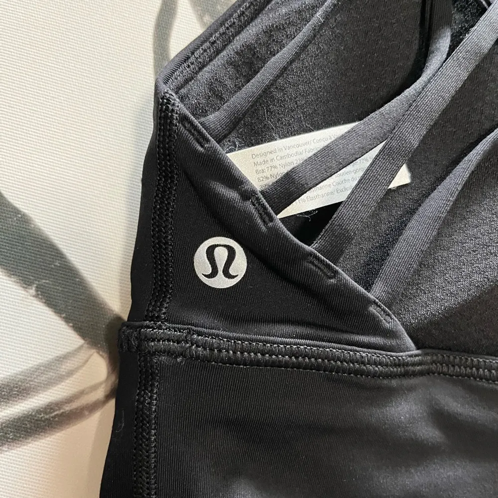 LULULEMON High Neck Strappy Black Padded Women’s Sports Bra Top Sz 2 EUC - Image 2