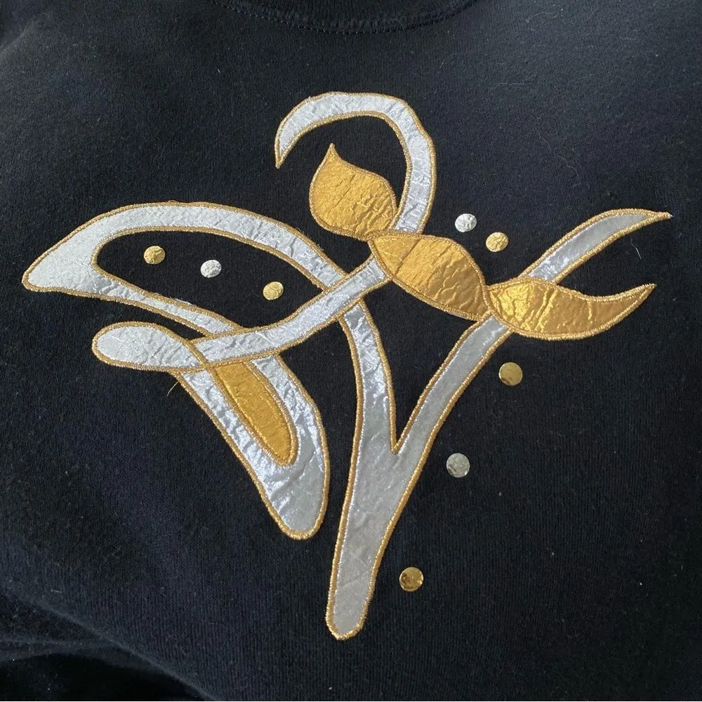 Vintage Womens Jerzees Embroidered Black Turtleneck Sweater medium - Image 5