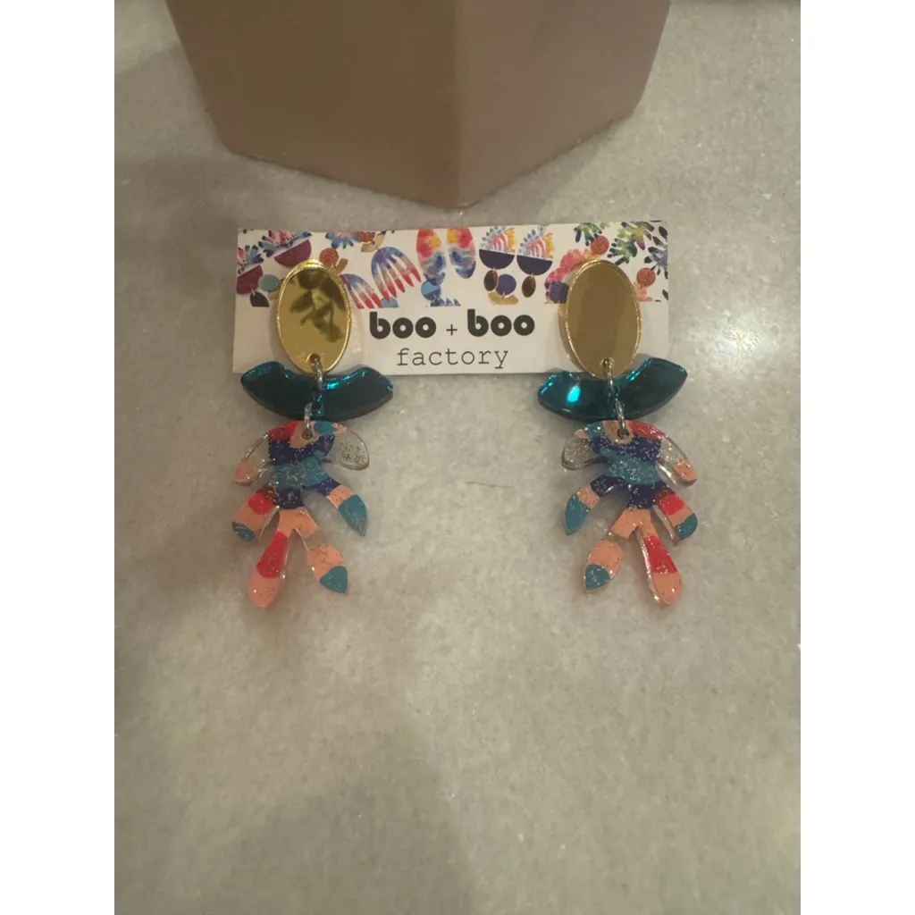 Women's boo + boo factory Multicolor Gold Drop Earrings One Size Blue - Image 3