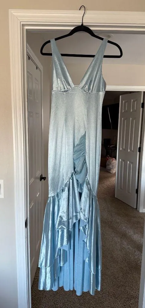 Hello Molly Twilight Luxe Satin Maxi Dress Blue - S - Image 3