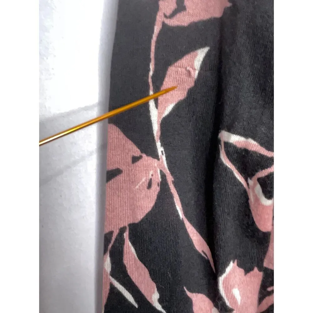 Escada Black Pink Floral Wool Silk Button Front Cardigan Size Medium - Image 6