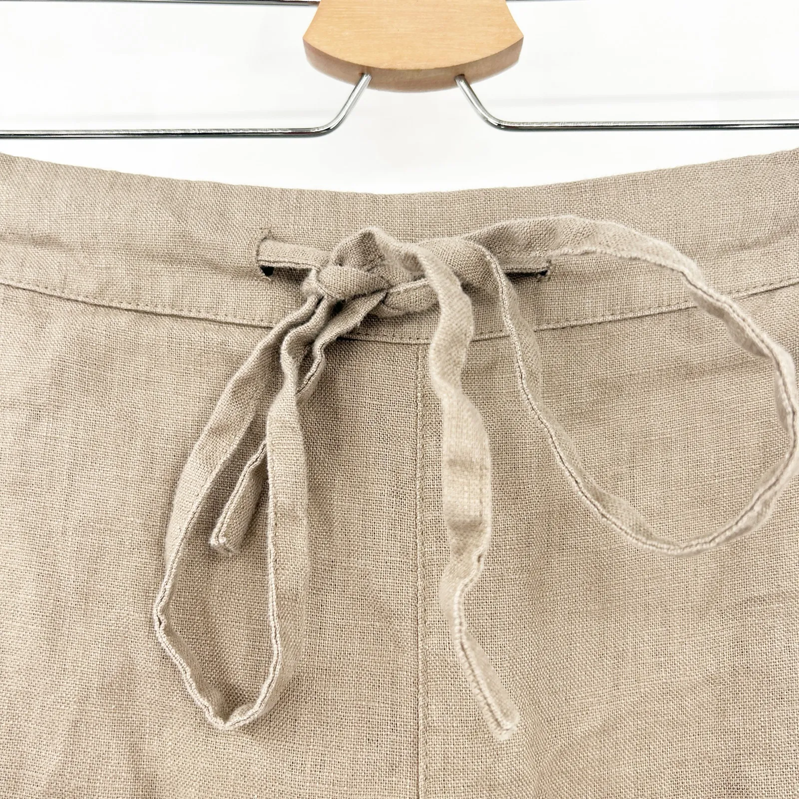 Iximo Womens Beachy Lounge Lagenlook Tapered Leg 100% Linen Pants Size S Khaki‎ Brown - Image 4