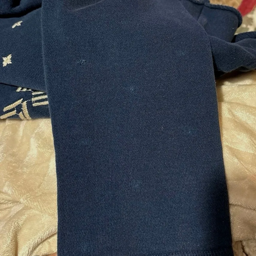 Johnny Was Size M Embroidered Sweatshirt Navy Blue FLAWS - Image 6