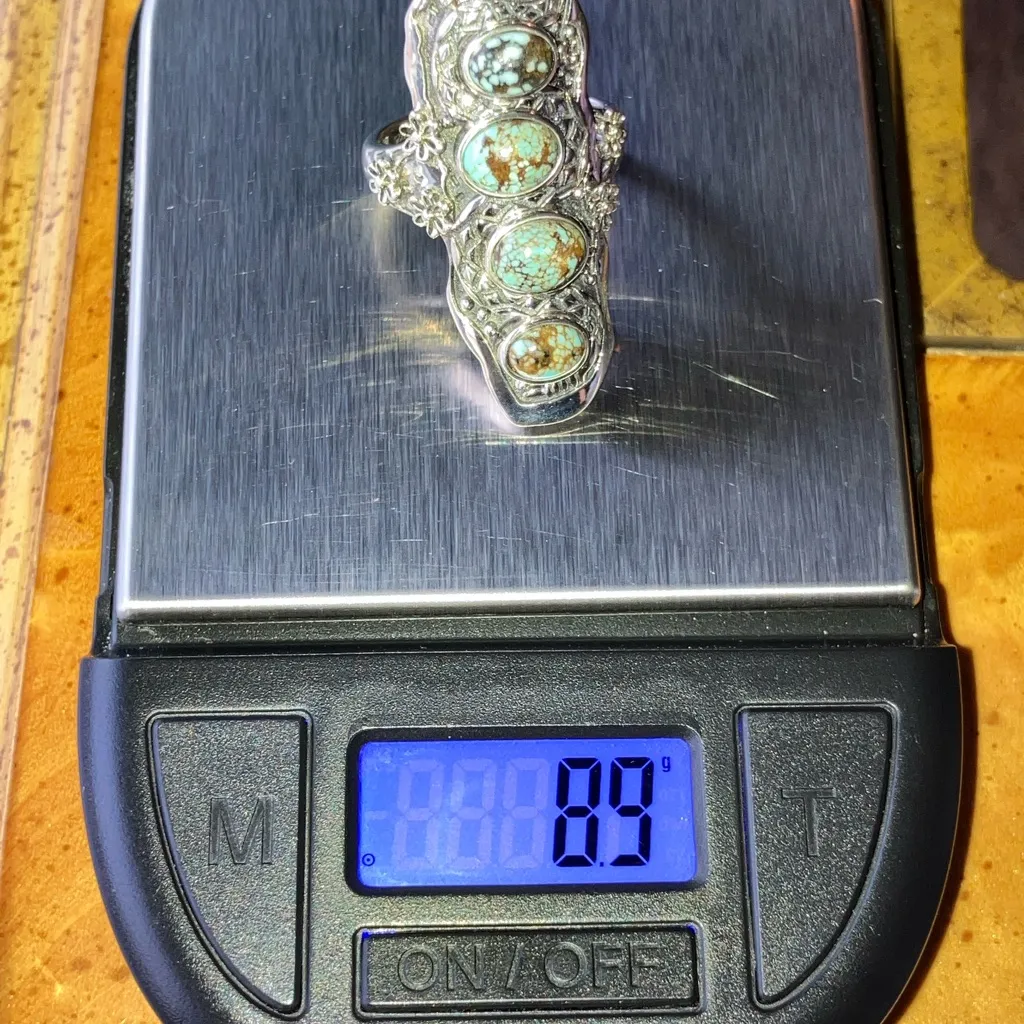 Natural Turquoise Sterling Silver Snake Ring Size 7 - Image 9