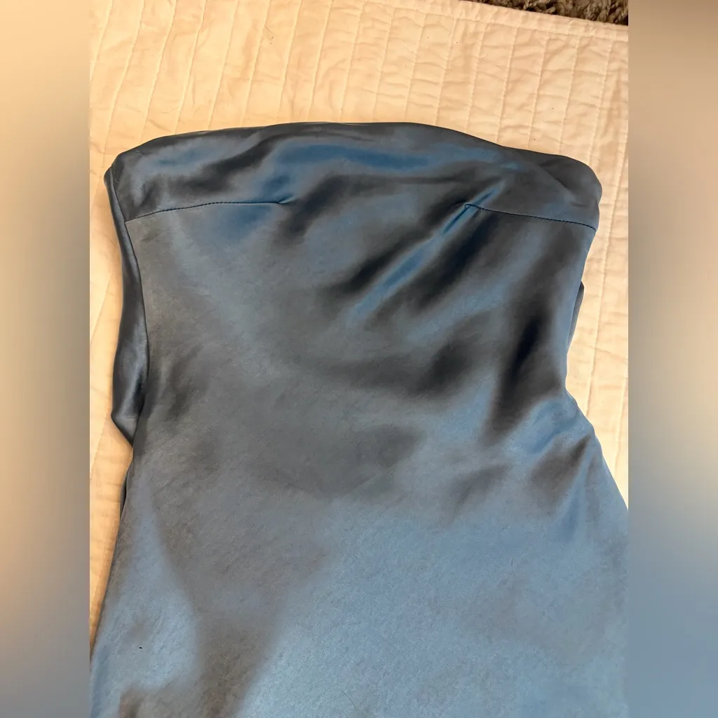 Showpo CHARLITA Strapless Cowl Back Satin Maxi Dress in Steel Blue Size 2 - Image 9