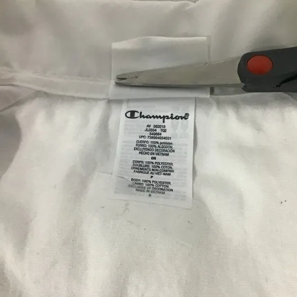 Champion Womens Size Small White Retro‎ Logo Spellout Cropped Windbreaker Jacket - Image 4